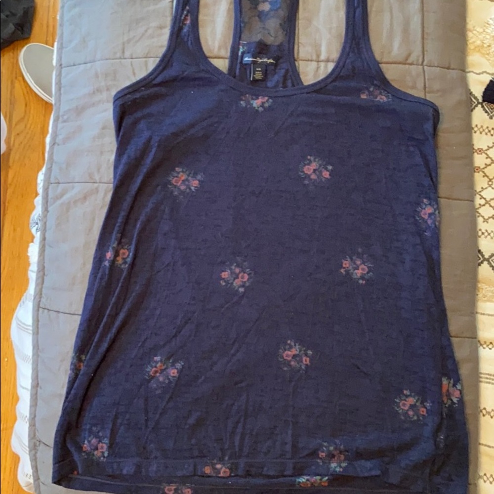 Navy floral tank top